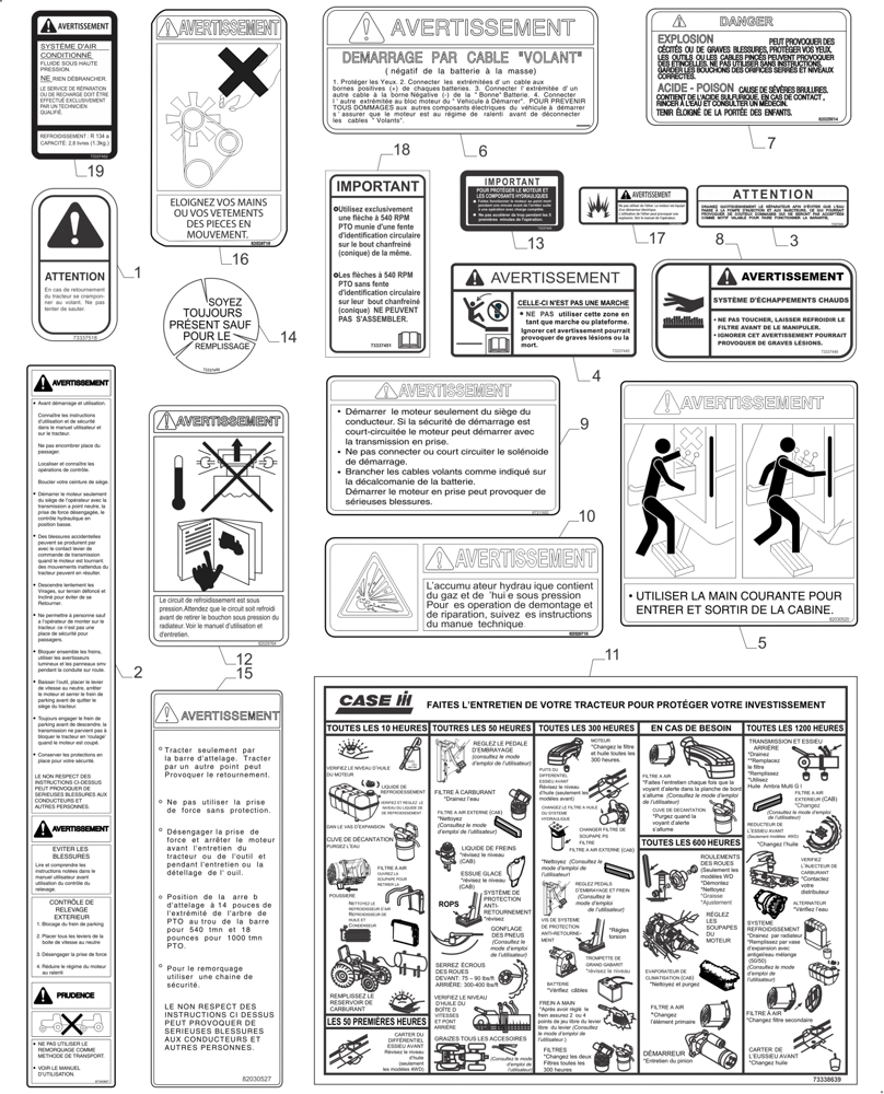 Схема запчастей Case IH FARMALL 110A - (90.108.AC[05]) - DECAL KIT FRENCH - CAB (90) - PLATFORM, CAB, BODYWORK AND DECALS