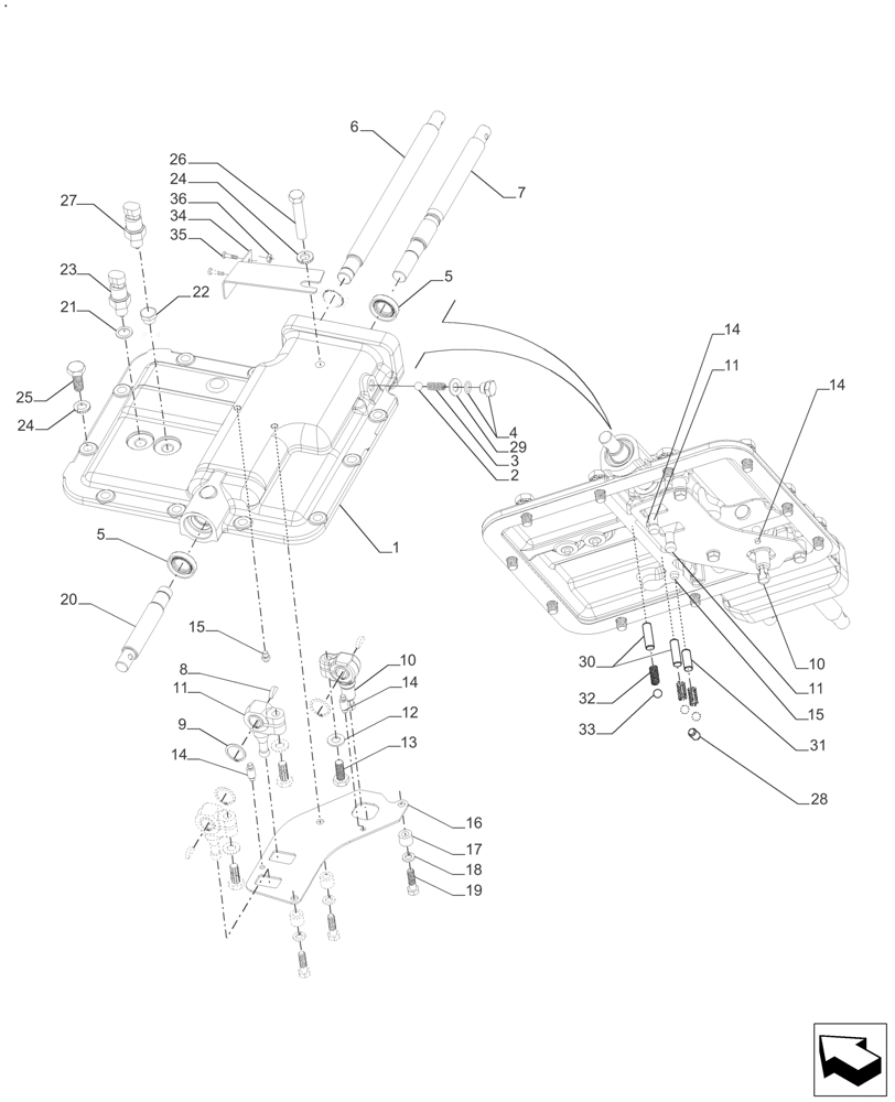 Схема запчастей Case IH FARMALL 110A - (21.140.AN) - COVER GEAR SHIFT 8+8, MECHANICAL - 30 KM / 40 KM (21) - TRANSMISSION