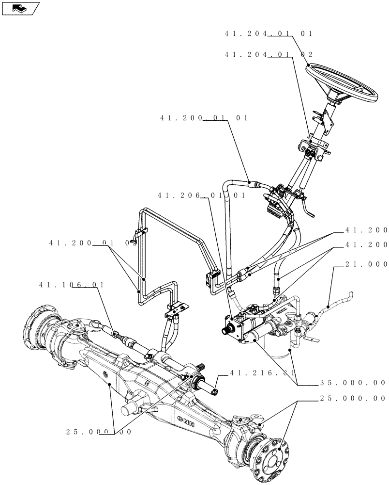 Схема запчастей Case IH FARMALL 75C - (41.000.00) - PICTORIAL INDEX - STEERING (41) - STEERING