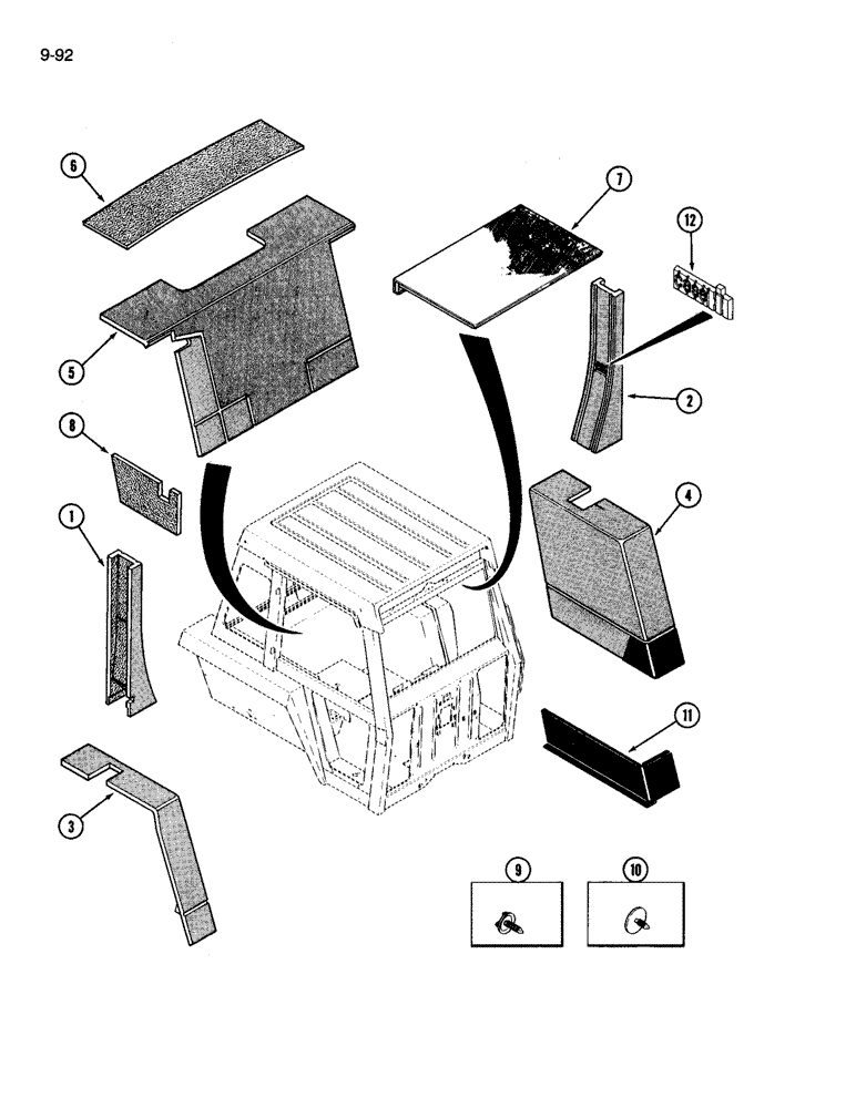 Схема запчастей Case IH 3594 - (9-092) - CAB, ACOUSTICAL COVERS (09) - CHASSIS/ATTACHMENTS