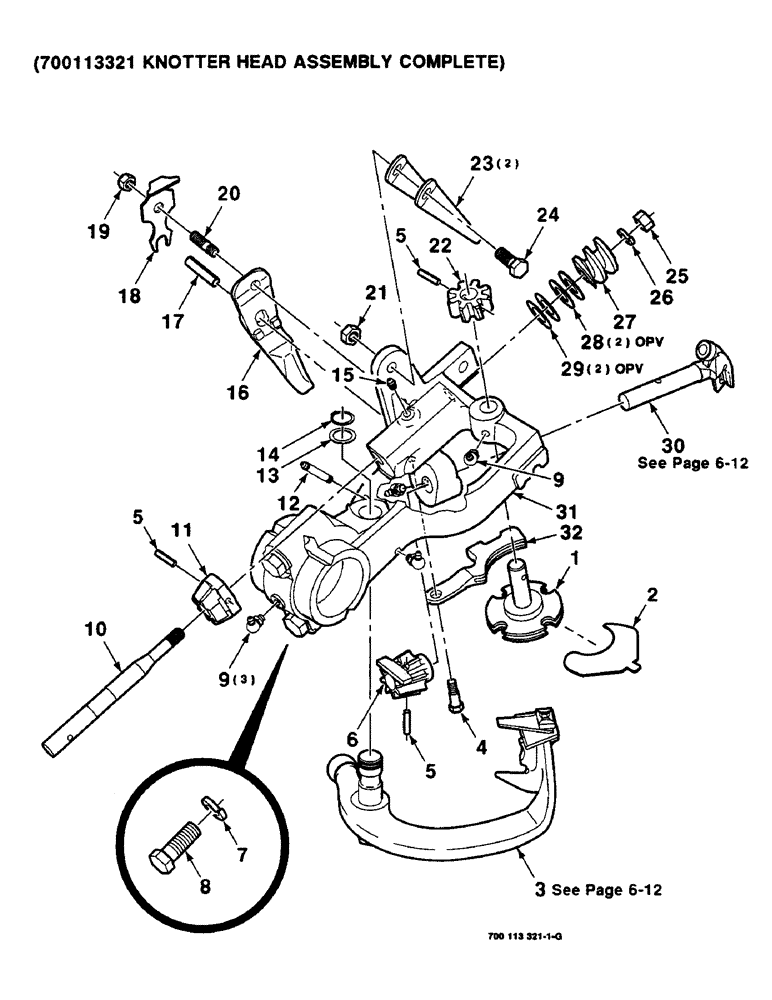 Схема запчастей Case IH 8590 - (6-10) - KNOTTER HEAD ASSEMBLY, 700113321 KNOTTER HEAD ASSEMBLY COMPLETE (14) - BALE CHAMBER