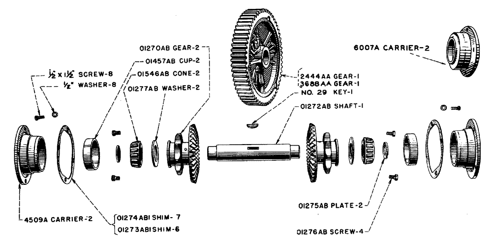 Схема запчастей Case IH LA-SERIES - (049) - DIFFERENTIAL SHAFT PRIOR TO TRACTOR NO. 5418607 (06) - POWER TRAIN