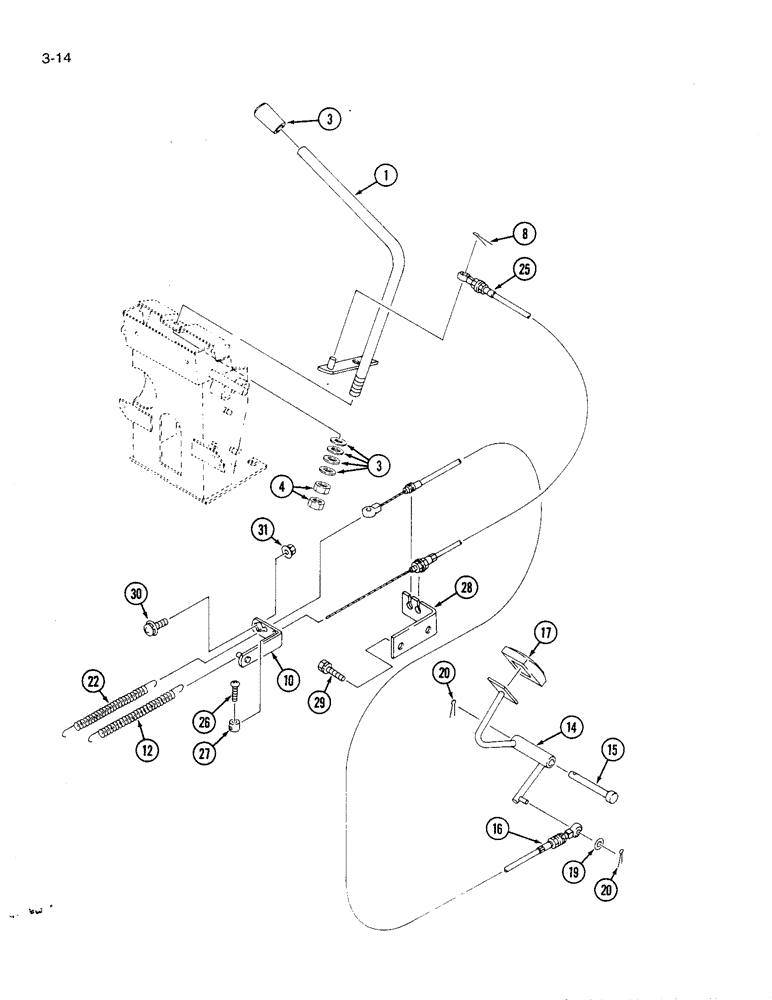Схема запчастей Case IH 1120 - (3-14) - THROTTLE CONTROLS (03) - FUEL SYSTEM