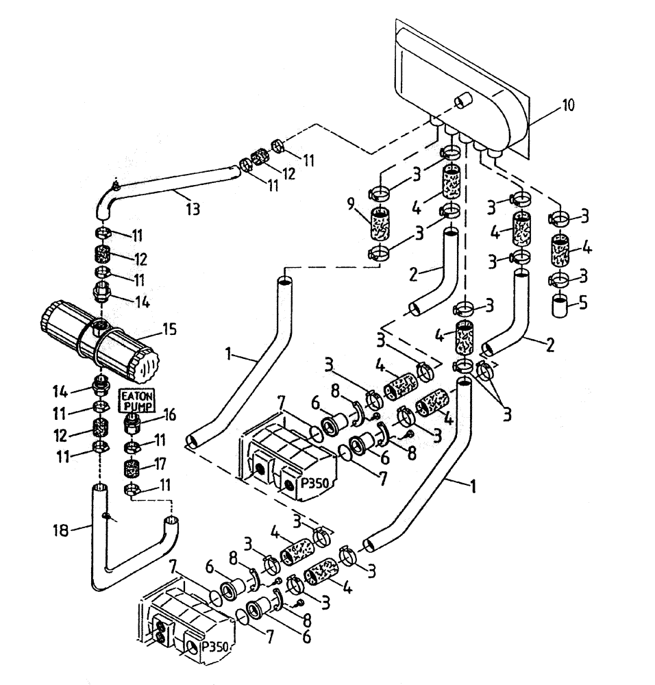 Схема запчастей Case IH 7700 - (B05-35) - HYDRAULIC SUCTION LINES (STANDARD TRANSMISSION), (L10 Hydraulic Components & Circuits
