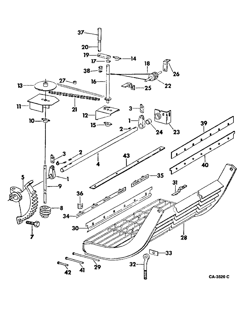 Схема запчастей Case IH 915 - (21-21) - THRESHING CYLINDER AND CONCAVE, CONCAVE AND CONTROL (14) - THRESHING