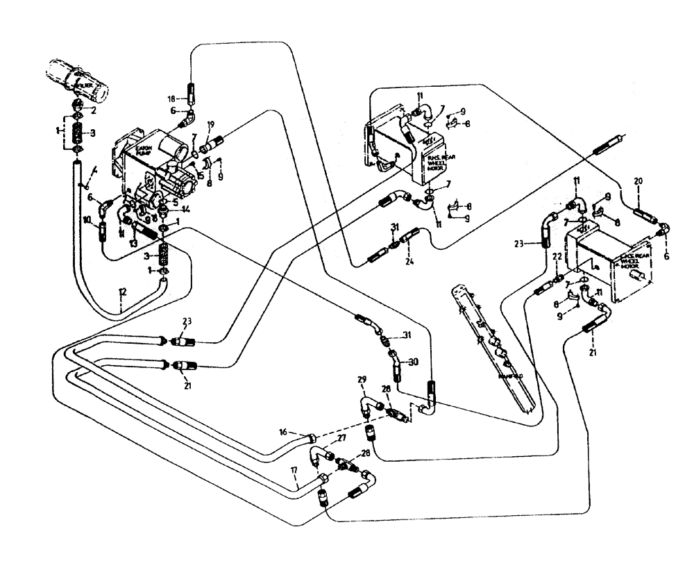 Схема запчастей Case IH 7000 - (B06-50) - HYDRAULIC CIRCUIT (HYDROSTATIC TRANSMISSION 7000), UP TO AND Hydraulic Components & Circuits