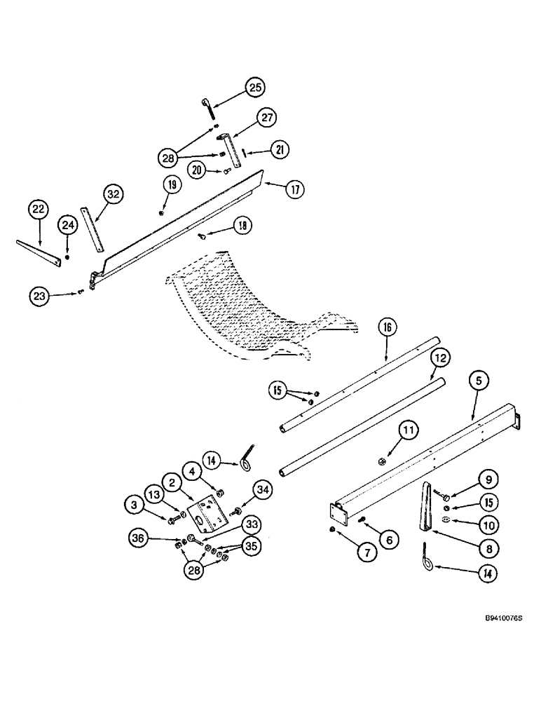 Схема запчастей Case IH 2144 - (9B-28) - CONCAVES, ANCHOR SUPPORTS (14) - ROTOR, CONCANVES & SIEVE