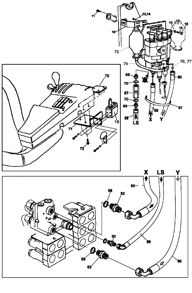 Схема запчастей Case IH L780 PRO - (35.525.AA[08]) - VAR - 717519006 - MID-MOUNT CONTROL VALVE, HYDR LINES (35) - HYDRAULIC SYSTEMS