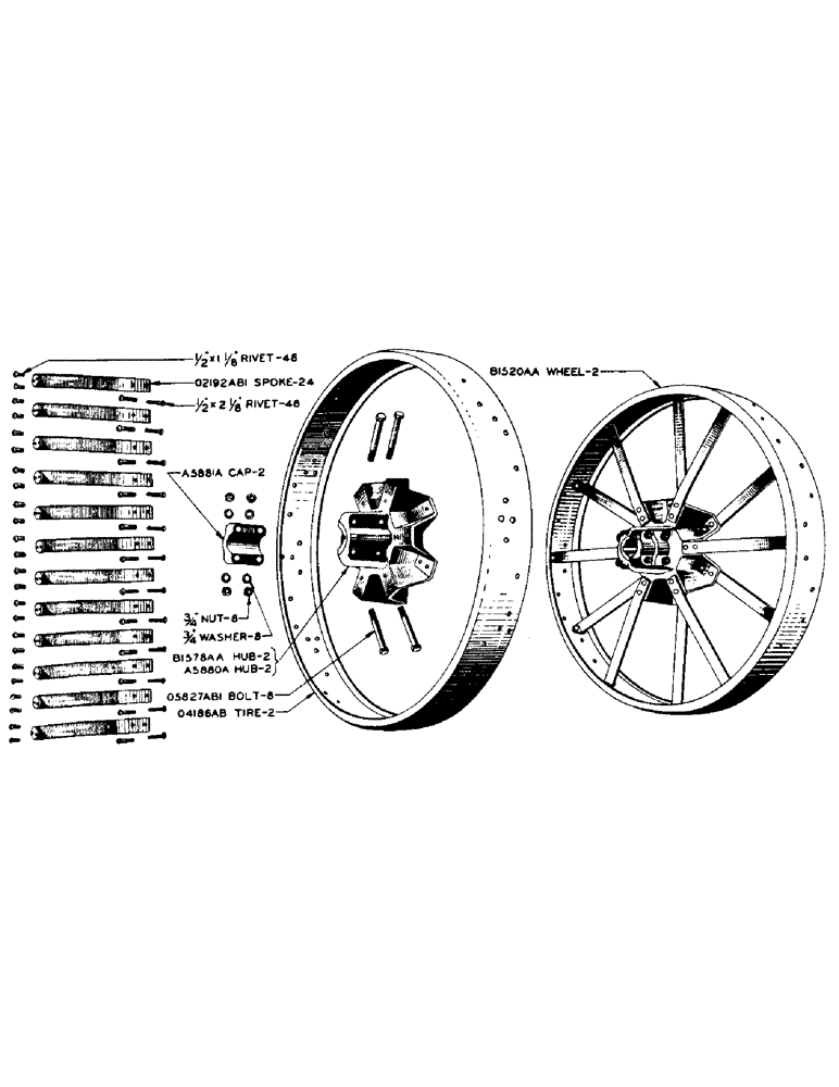 Схема запчастей Case IH SC-SERIES - (070) - 6 X 48 REAR WHEEL, STEEL, FOR SC TRACTOR (06) - POWER TRAIN