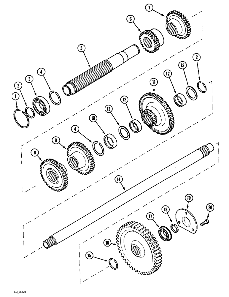 Схема запчастей Case IH 4230 - (6-018) - SPEED TRANSMISSION COUNTERSHAFT, WITH CREEPER (06) - POWER TRAIN