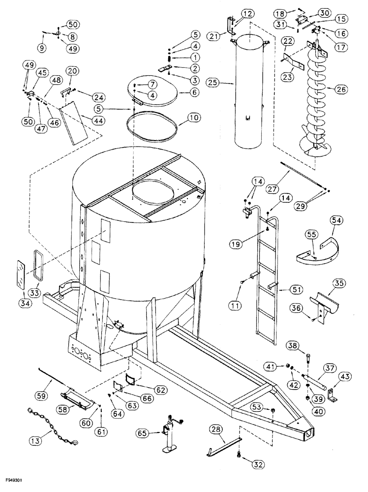 Схема запчастей Case IH 1260 - (9B-004) - MIXER AUGER AND TANK (12) - CHASSIS
