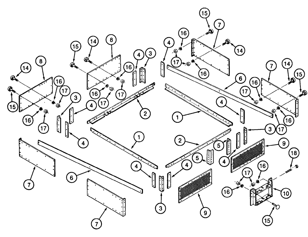 Схема запчастей Case IH 2155 - (9D-34) - BASKET EXTENSIONS, SHORT (16) - BASKET