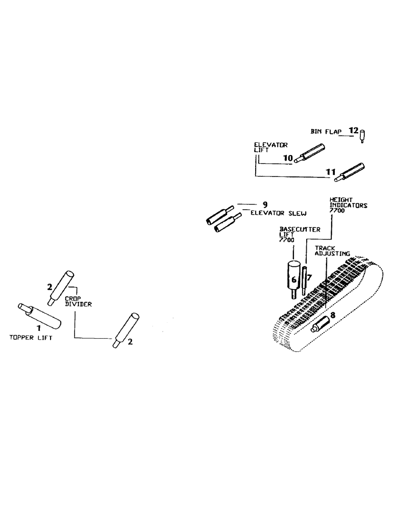 Схема запчастей Case IH 7700 - (B00-02) - HYDRAULICS, CYLINDER, 7700 Hydraulic Components & Circuits