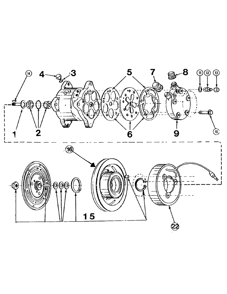 Схема запчастей Case IH 7000 - (A06-06) - MAINFRAME, CABIN AIR CONDITIONER COMPRESSOR Mainframe & Functioning Components