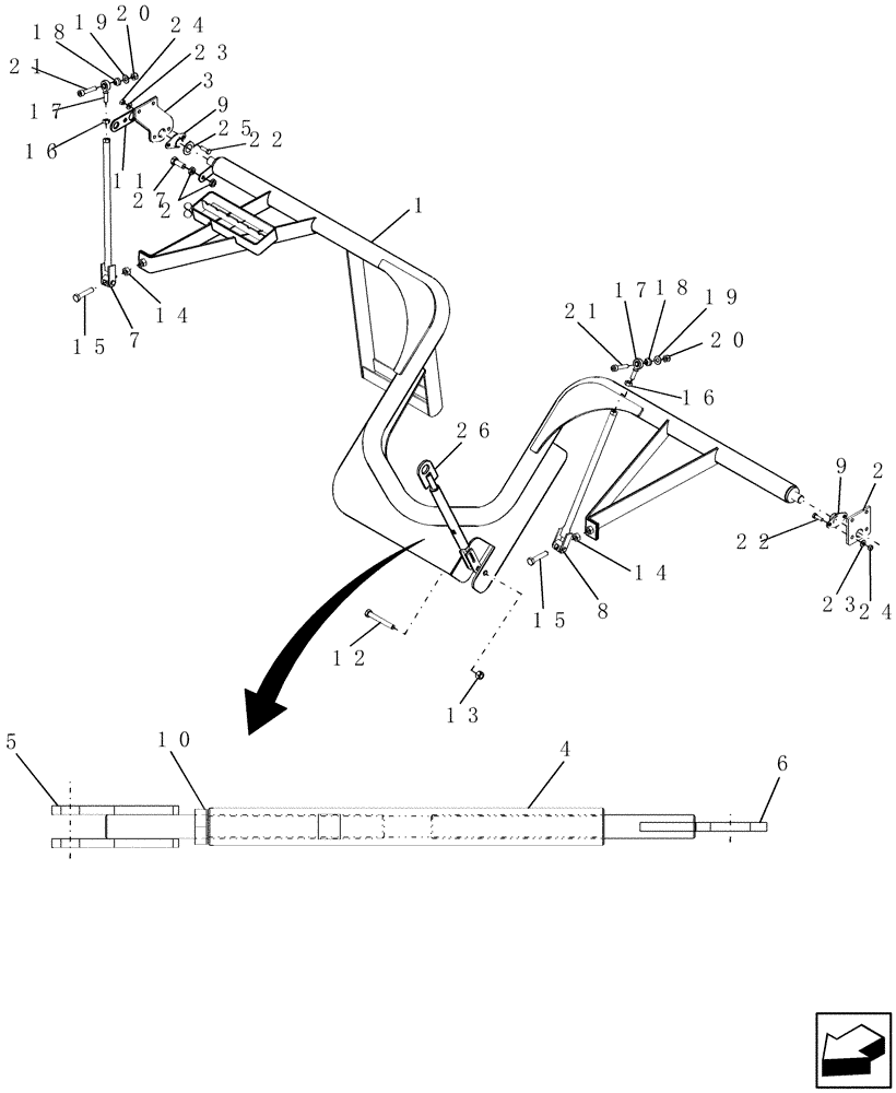 Схема запчастей Case IH 9010 - (80.154.09) - HINGE SYSTEM, GRAIN TANK COVERS (80) - CROP STORAGE/UNLOADING