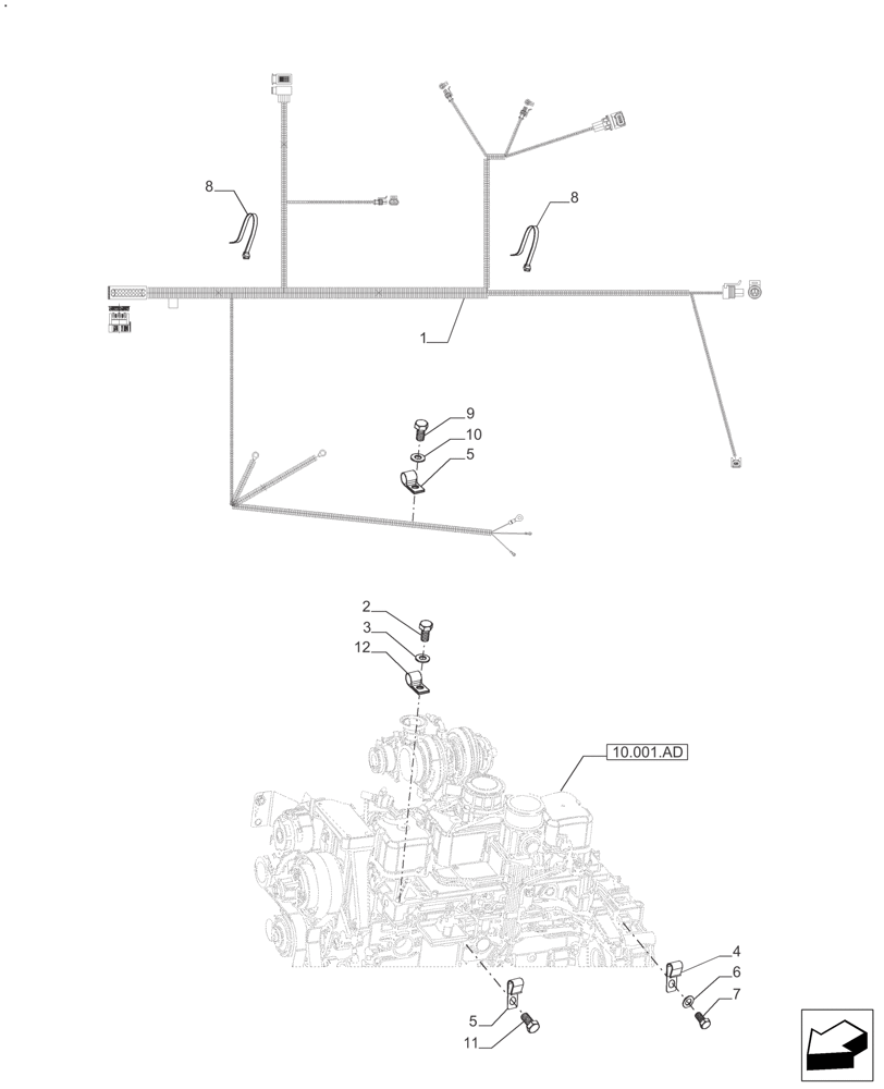Схема запчастей Case IH FARMALL 110A - (55.015.AB[01]) - ELECTRICAL WIRING HARNESS, MAIN FRONT (55) - ELECTRICAL SYSTEMS
