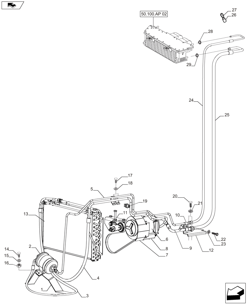 Схема запчастей Case IH FARMALL 110A - (50.100.AP[01]) - AIR CONDITIONER, CAB (50) - CAB CLIMATE CONTROL