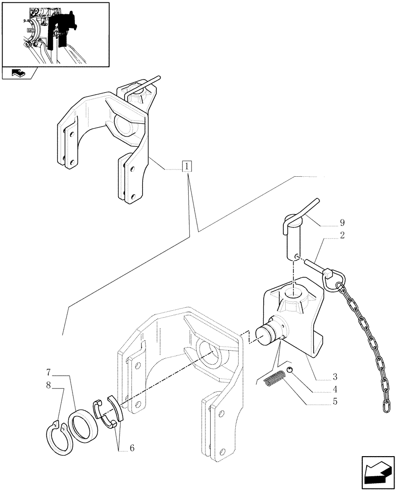 Схема запчастей Case IH FARMALL 85C - (1.89.3/02A[01A]) - TOW HOOK - BREAKDOWN - D5824 (09) - IMPLEMENT LIFT