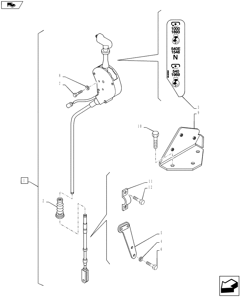 Схема запчастей Case IH PUMA 160 - (31.104.01) - VAR - 390801 - PTO 540/750/1000 RPM - SPEED CHANGE LEVER (31) - IMPLEMENT POWER TAKE OFF