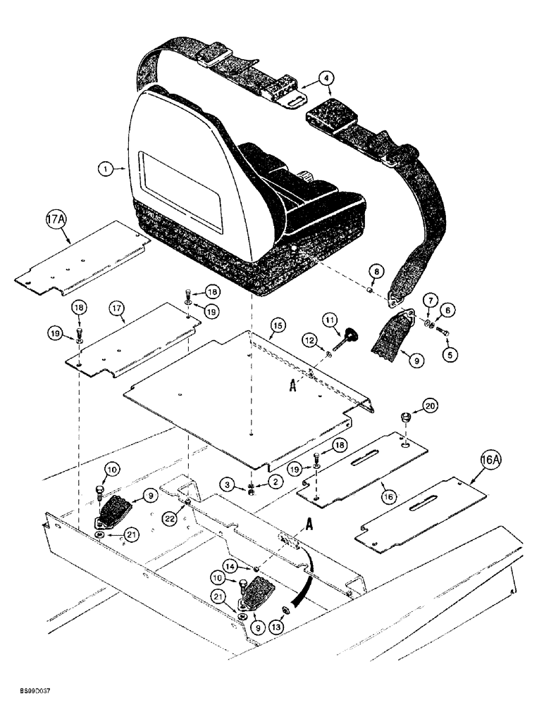 Схема запчастей Case IH 1838 - (9-18) - DELUXE SEAT MOUNTING AND SEAT BELTS, PRIOR TO P.I.N. JAF0222205 (09) - CHASSIS/ATTACHMENTS