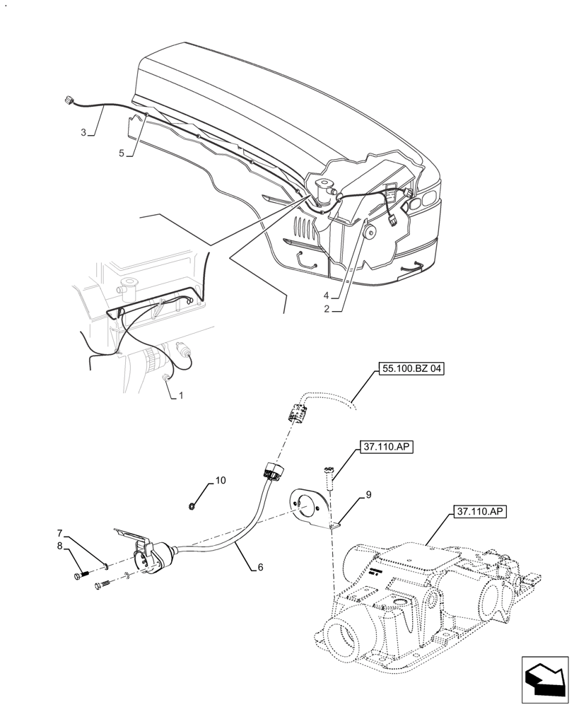 Схема запчастей Case IH FARMALL 110A - (55.785.AO) - ELECTRICAL, SWITCH & HORN (55) - ELECTRICAL SYSTEMS