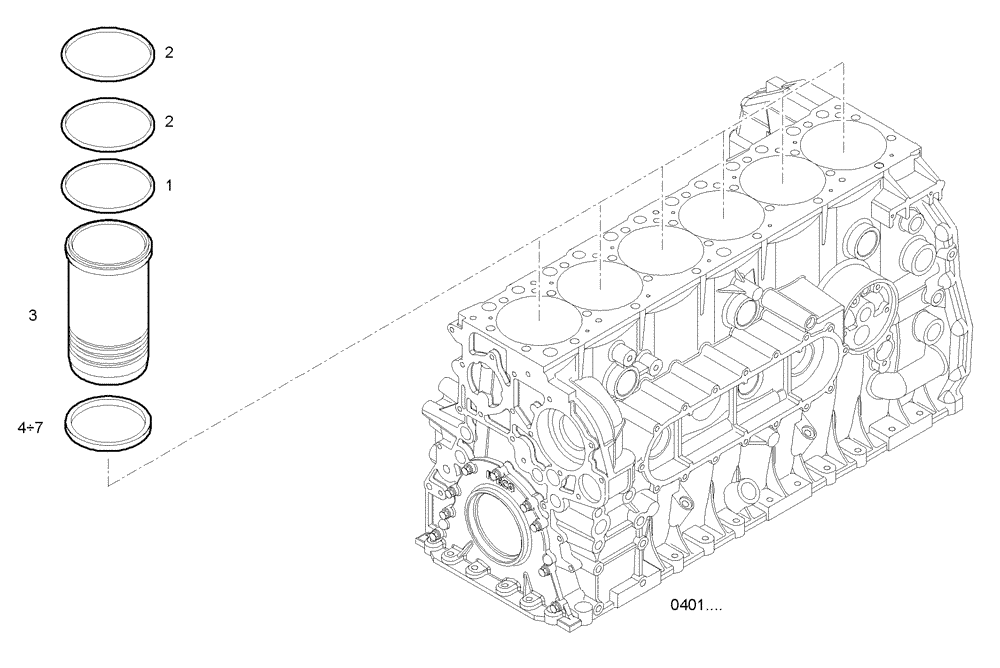 Схема запчастей Case IH F3AE0684K E904 - (0403.004) - CYLINDER LINER 