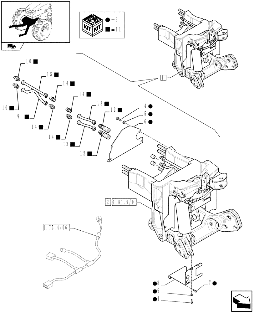 Схема запчастей Case IH PUMA 195 - (1.81.9/03B) - FRONT HPL - BREAKDOWN (07) - HYDRAULIC SYSTEM