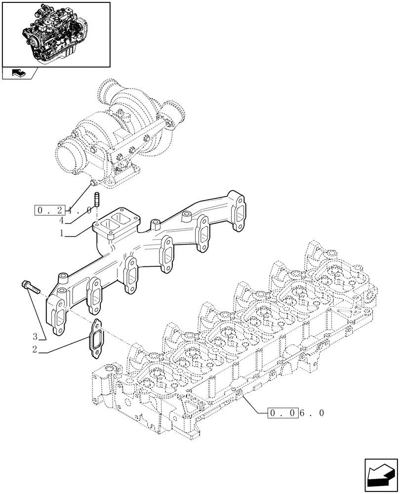 Схема запчастей Case IH F4GE9684R J600 - (0.07.7) - EXHAUST MANIFOLD (5040086426) 