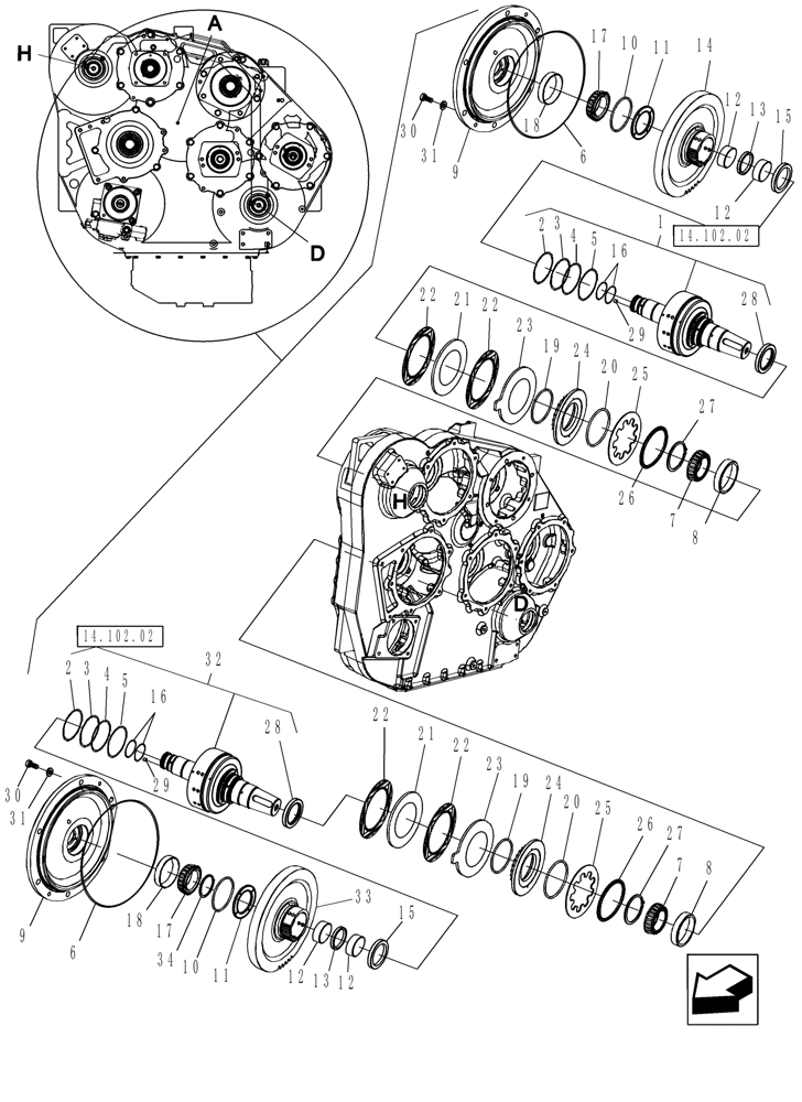 Схема запчастей Case IH 8120 - (31.114.04) - PTO, CLUTCHES & VALVES, ENGINE GEARBOX (31) - IMPLEMENT POWER TAKE OFF