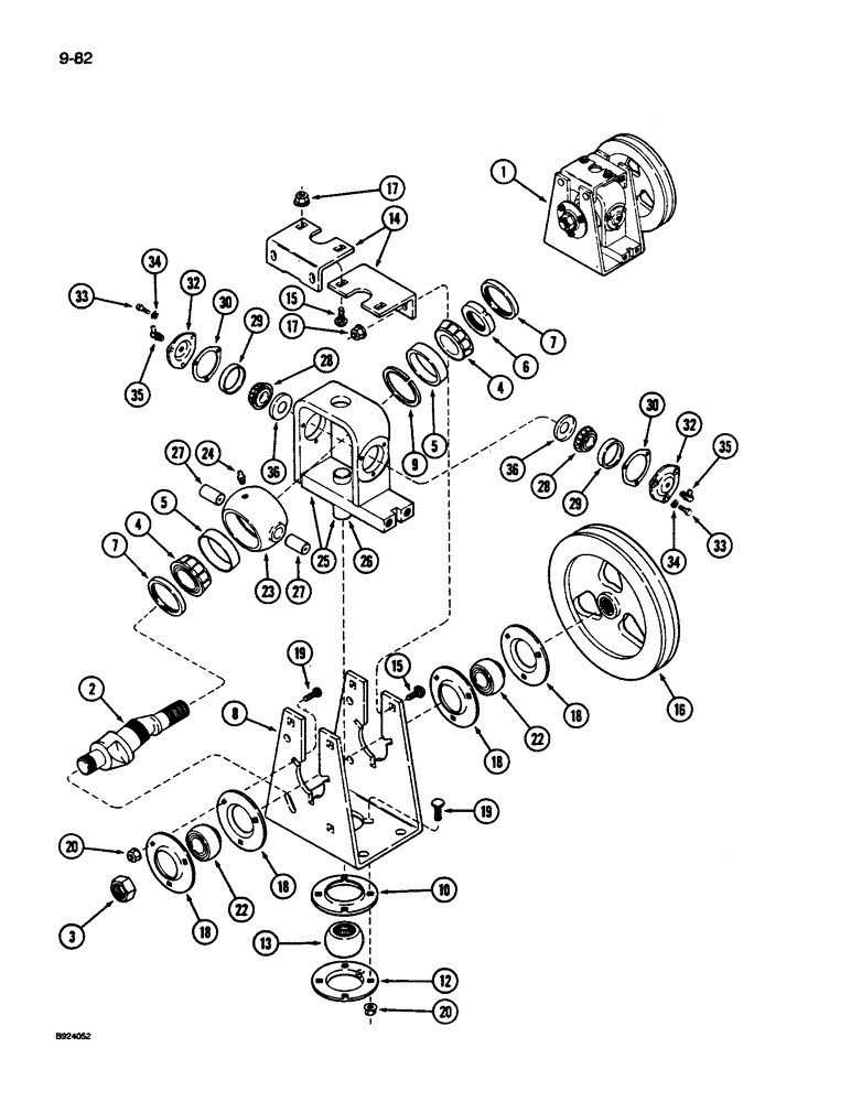Схема запчастей Case IH 1010 - (9-082) - KNIFE DRIVE BOX (58) - ATTACHMENTS/HEADERS