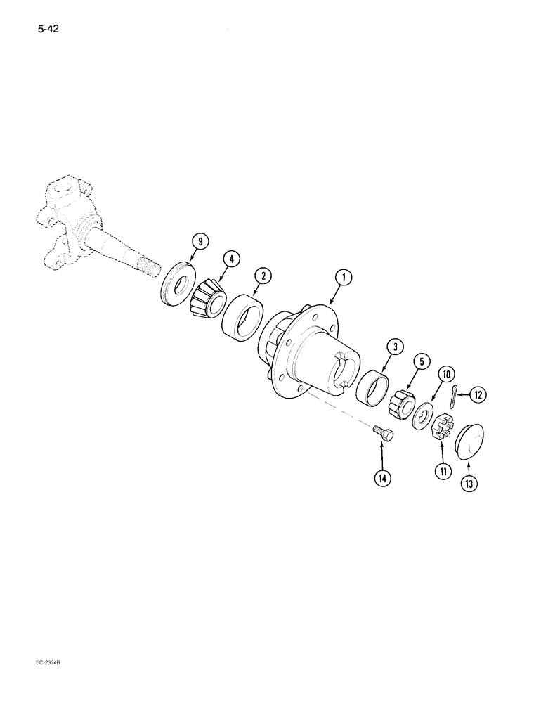 Схема запчастей Case IH 895 - (5-42) - WHEEL HUB, SWEPT BACK CAST FRONT AXLE (05) - STEERING