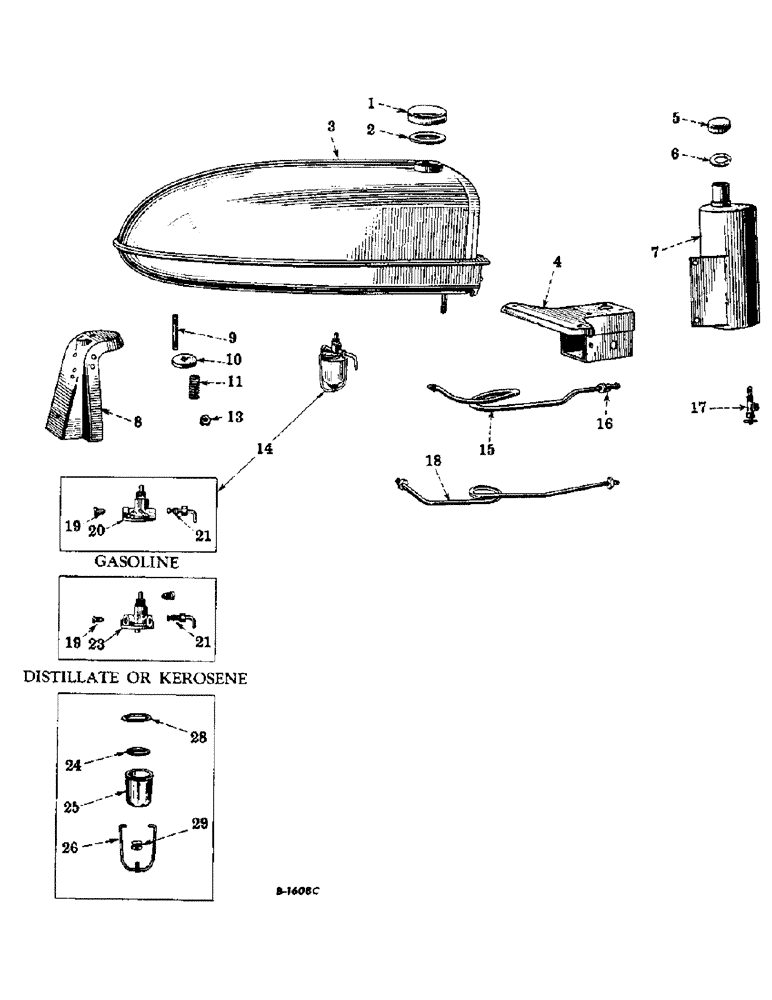Схема запчастей Case IH FARMALL H - (100) - CHASSIS, FUEL TANK, GASOLINE TANK, SUPPORTS, PIPING AND FUEL STRAINER (12) - CHASSIS