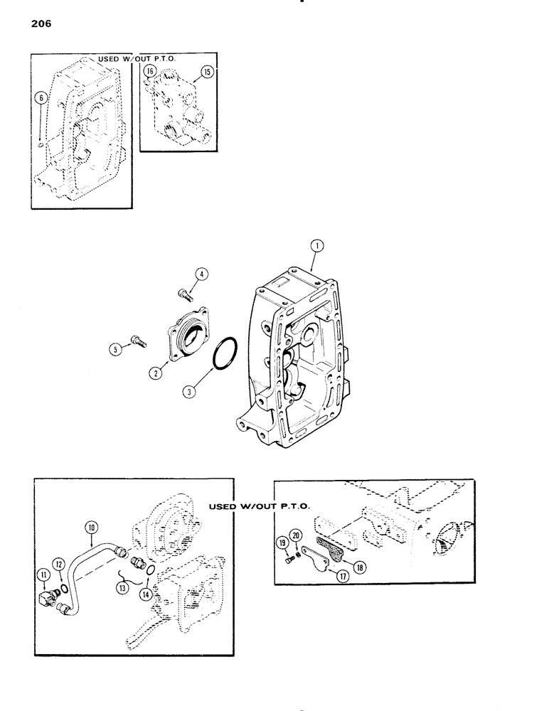 Схема запчастей Case IH 1090 - (206) - P.T.O. HOUSING, WITHOUT P.T.O. (08) - HYDRAULICS