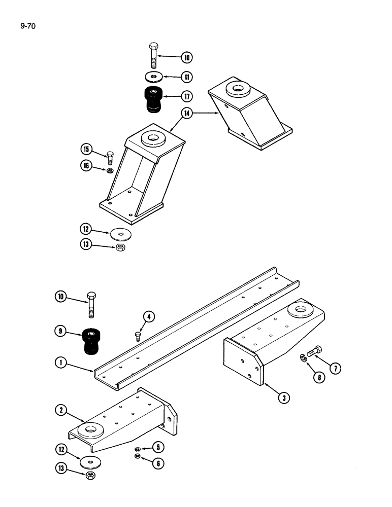 Схема запчастей Case IH 3594 - (9-070) - CAB AND FOUR POST ROPS FRAME, FRONT AND REAR MOUNTS (09) - CHASSIS/ATTACHMENTS