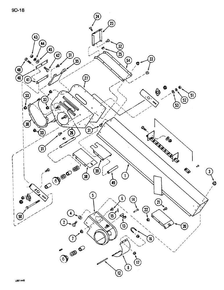 Схема запчастей Case IH 1640 - (9D-18) - TAILINGS ELEVATOR (16) - GRAIN ELEVATORS & AUGERS