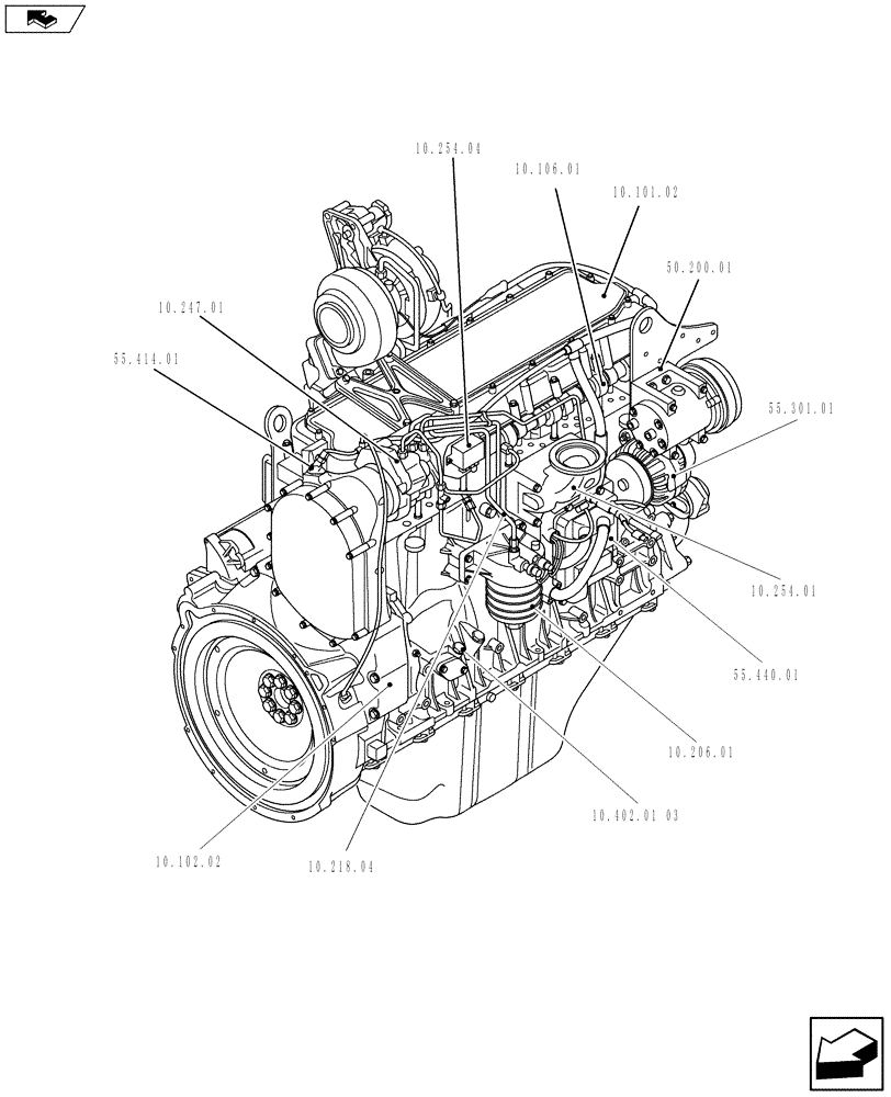 Схема запчастей Case IH F2CFE613F A010 - (10.000.01[02]) - ENGINE (504376887) 