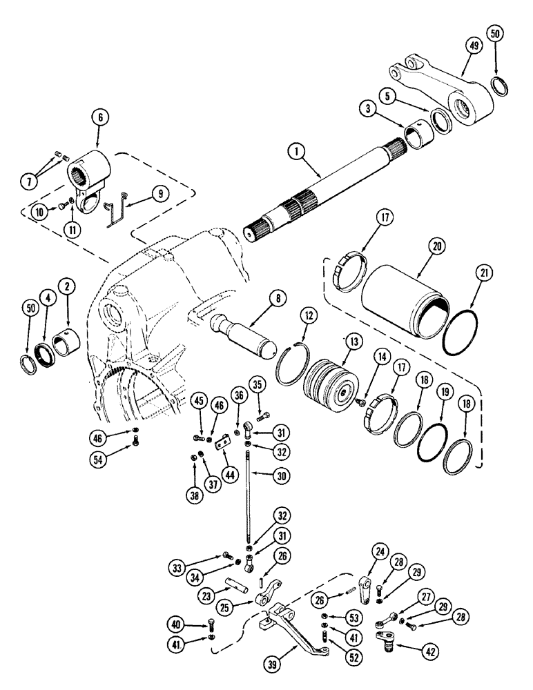 Схема запчастей Case IH 1896 - (8-320) - HITCH ROCKSHAFT AND PISTON (08) - HYDRAULICS
