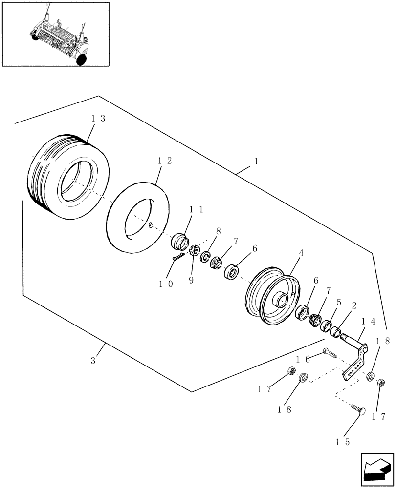 Схема запчастей Case IH RBX443 - (18.11) - LH TIRE & WHEEL KIT, STANDARD PICKUP (18) - ACCESSORIES
