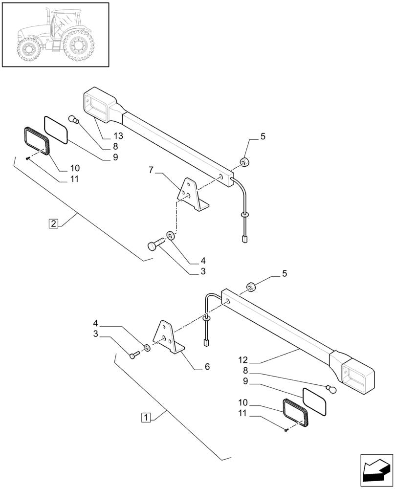 Схема запчастей Case IH PUMA 210 - (1.75.6/02) - (VAR.181-667/1) EXTREMITY LIGHTS (06) - ELECTRICAL SYSTEMS