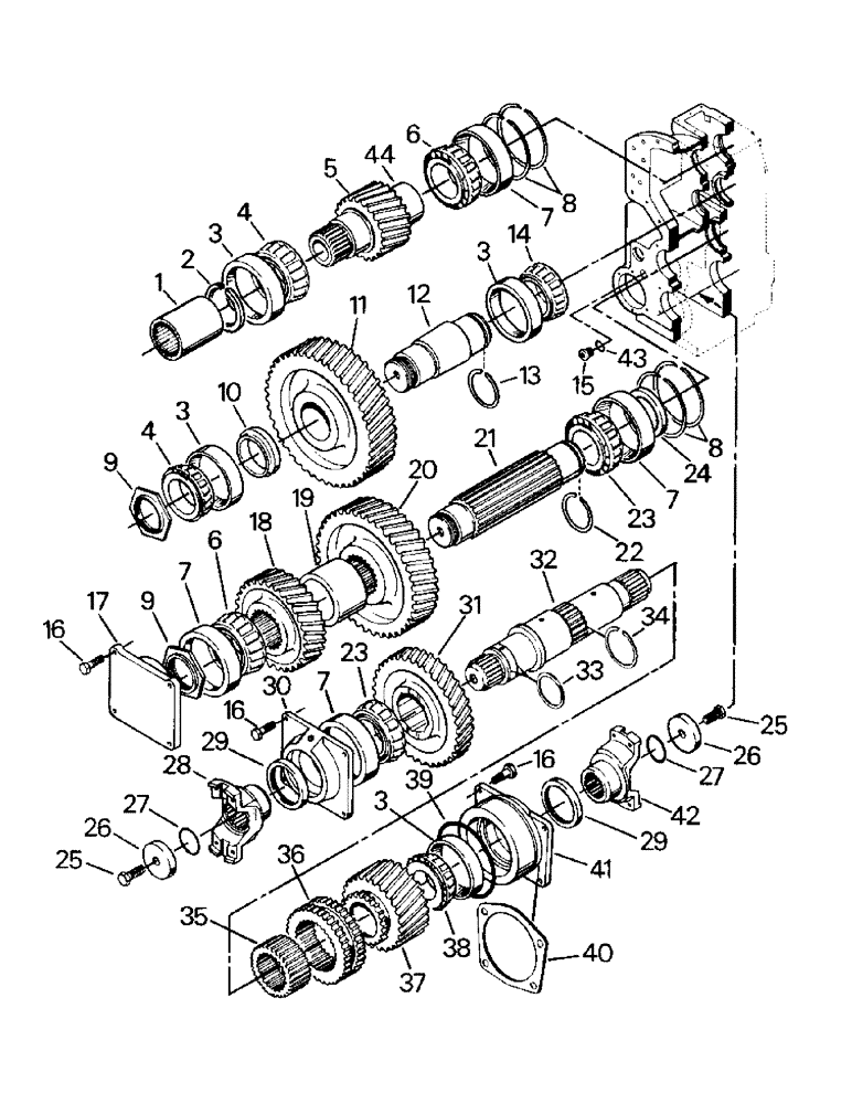 Схема запчастей Case IH CR-1280 - (04-34) - DROP BOX RANGE SHAFTS AND GEARS (04) - Drive Train