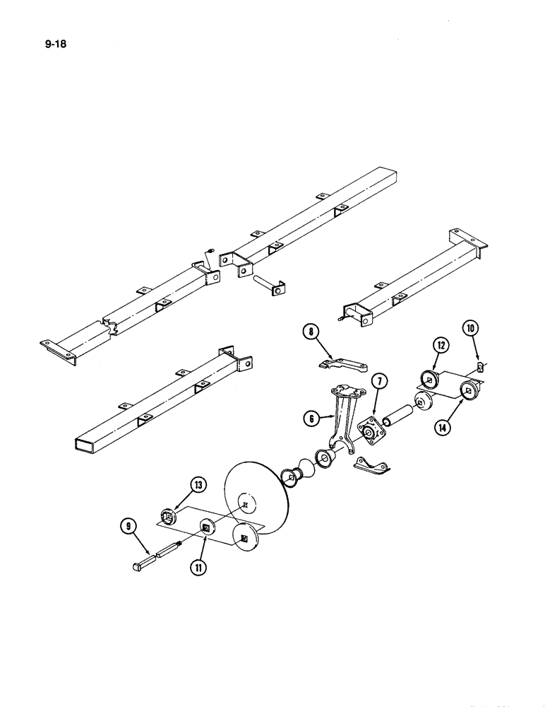Схема запчастей Case IH 496 - (9-18) - DISC AND GANG 1-1/8 INCH SQUARE ARBOR BOLT (09) - CHASSIS/ATTACHMENTS