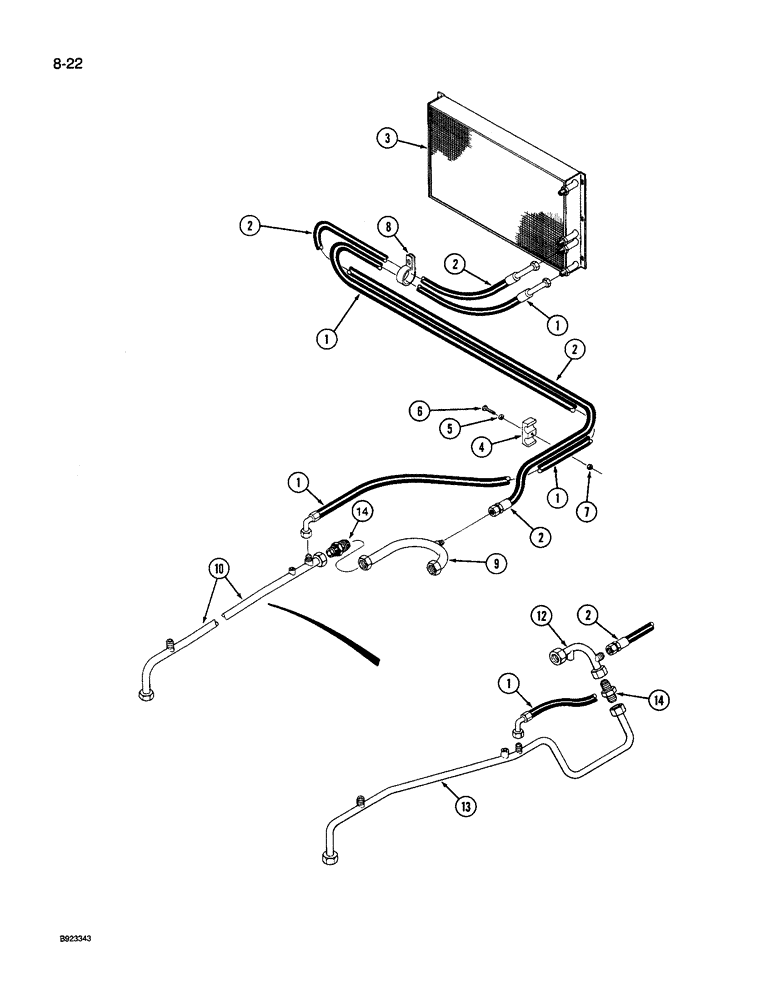 Схема запчастей Case IH 9250 - (8-022) - HYDRAULIC SYSTEM, OIL COOLER (08) - HYDRAULICS