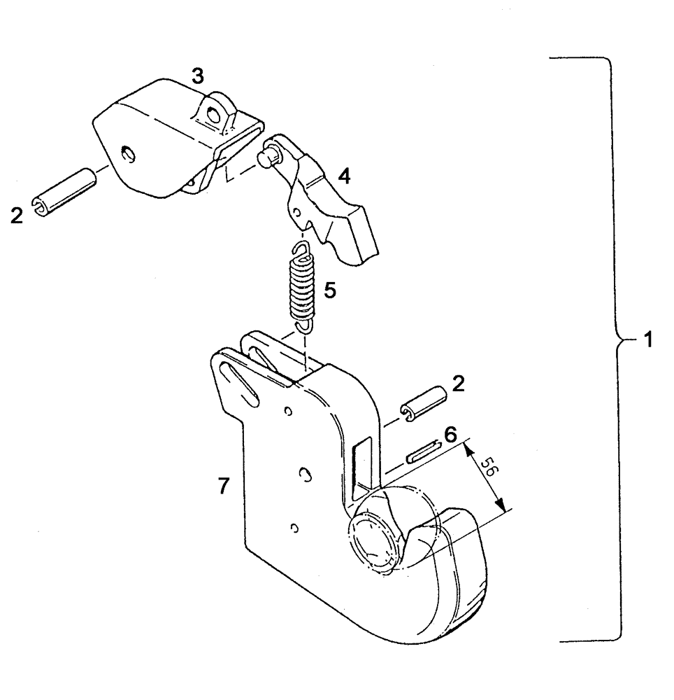 Схема запчастей Case IH C55 - (08-42[01]) - CATCH HOOK FOR LOWER SUSPENSION ARM (08) - HYDRAULICS