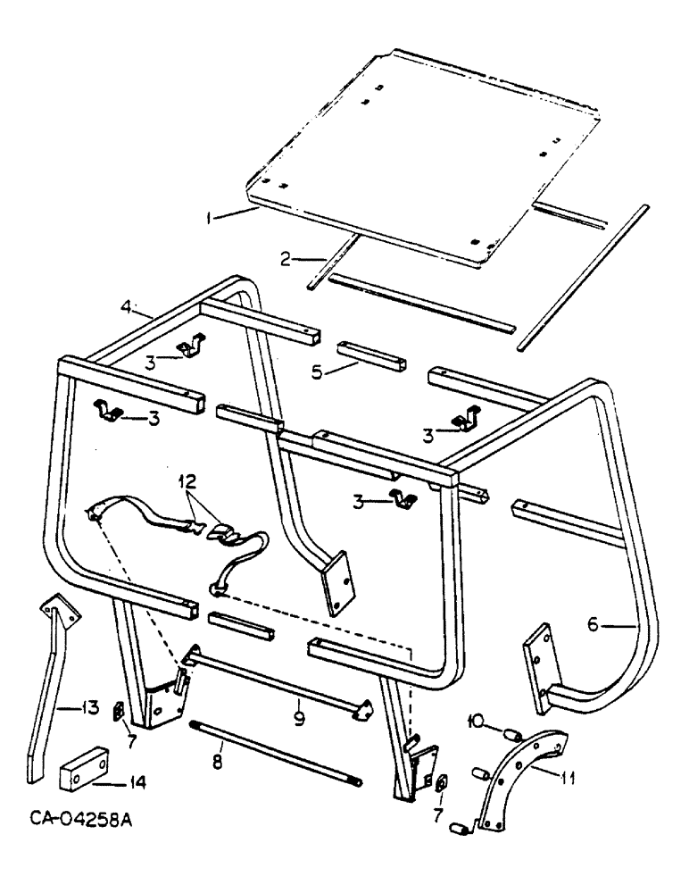 Схема запчастей Case IH 140 - (13-9) - SUPERSTRUCTURE, ROLL-OVER PROTECTIVE STRUCTURE AND CANOPY (05) - SUPERSTRUCTURE