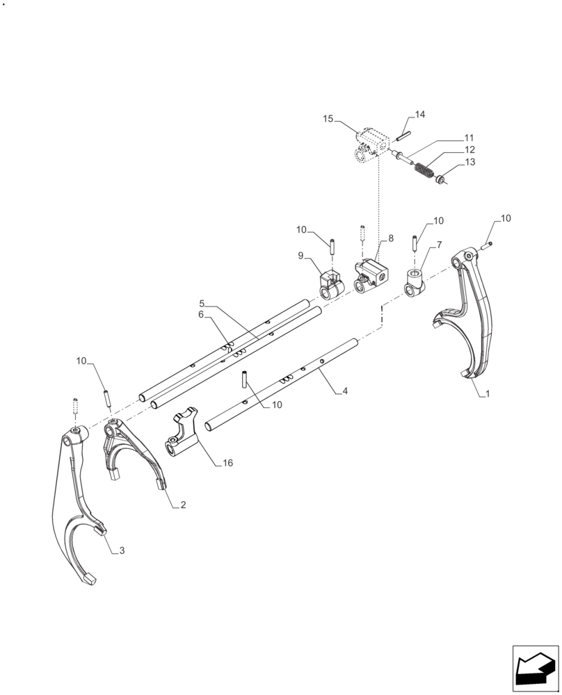 Схема запчастей Case IH FARMALL 125A - (21.134.AH[02]) - TRANSMISSION - FORKS 8+8 POWER SHUTTLE, 16+8 (POWER SHUTTLE / DUAL POWER) - 30 KM / 40 KM (21) - TRANSMISSION