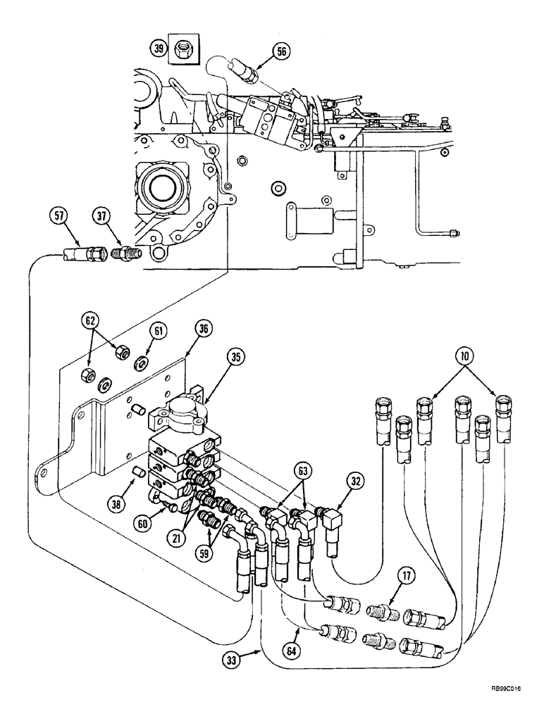 Схема запчастей Case IH L400 - (8-20) - HYDRAULICS, EXTERNAL VALVE, 3 FUNCTION C50, C60, WITHOUT SELF LEVELING (08) - HYDRAULICS