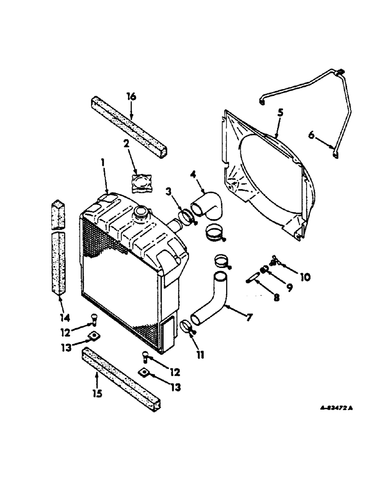 Схема запчастей Case IH 2444 - (A-06) - CHASSIS, RADIATOR AND SHEET METAL, RADIATOR AND CONNECTIONS, DIESEL ENGINE TRACTORS Chassis, Radiator & Sheet Metal