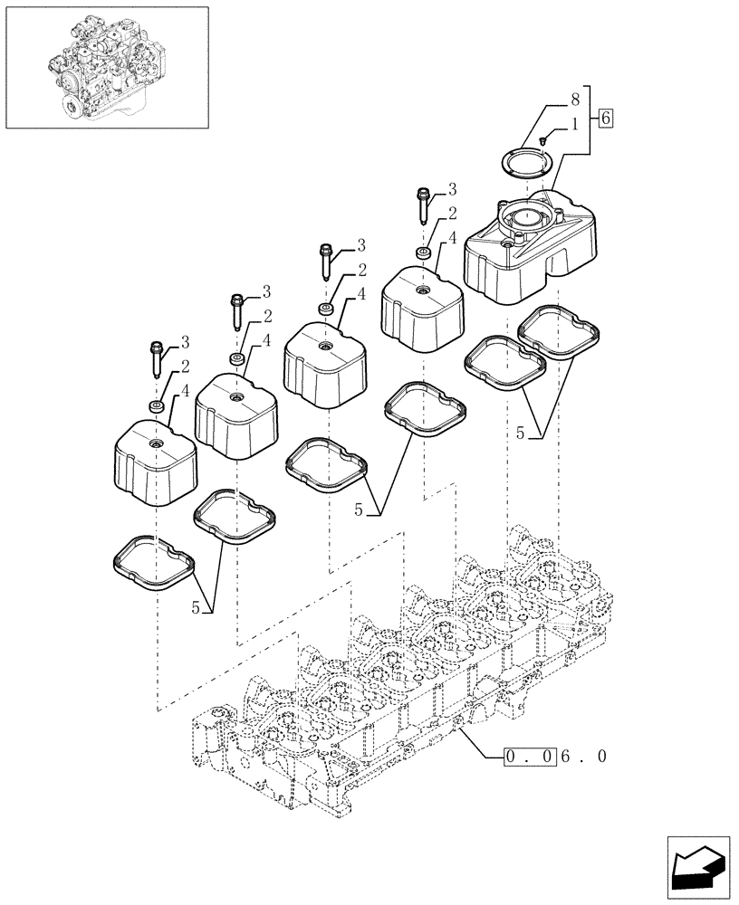 Схема запчастей Case IH PX170 - (0.06.3[01]) - CYLINDER HEAD COVERS (504057559) (02) - ENGINE