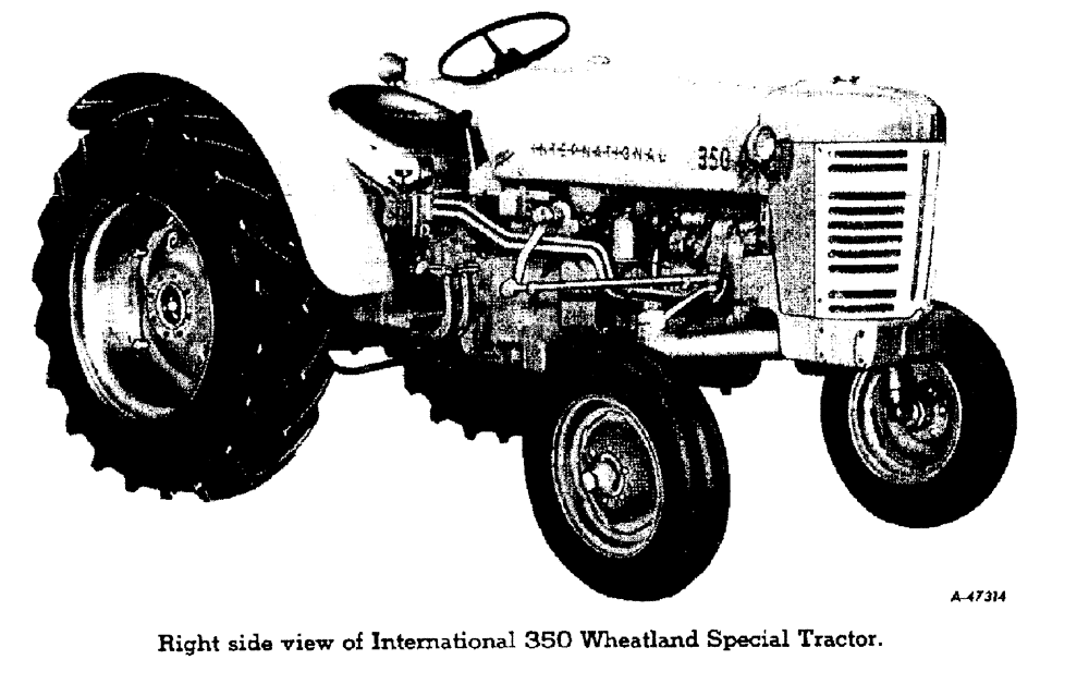 Схема запчастей Case IH 300 - (003[A]) - RIGHT FRONT VIEW OF INTERNATIONAL 350 WHEATLAND SPECIAL TRACTOR (00) - GENERAL