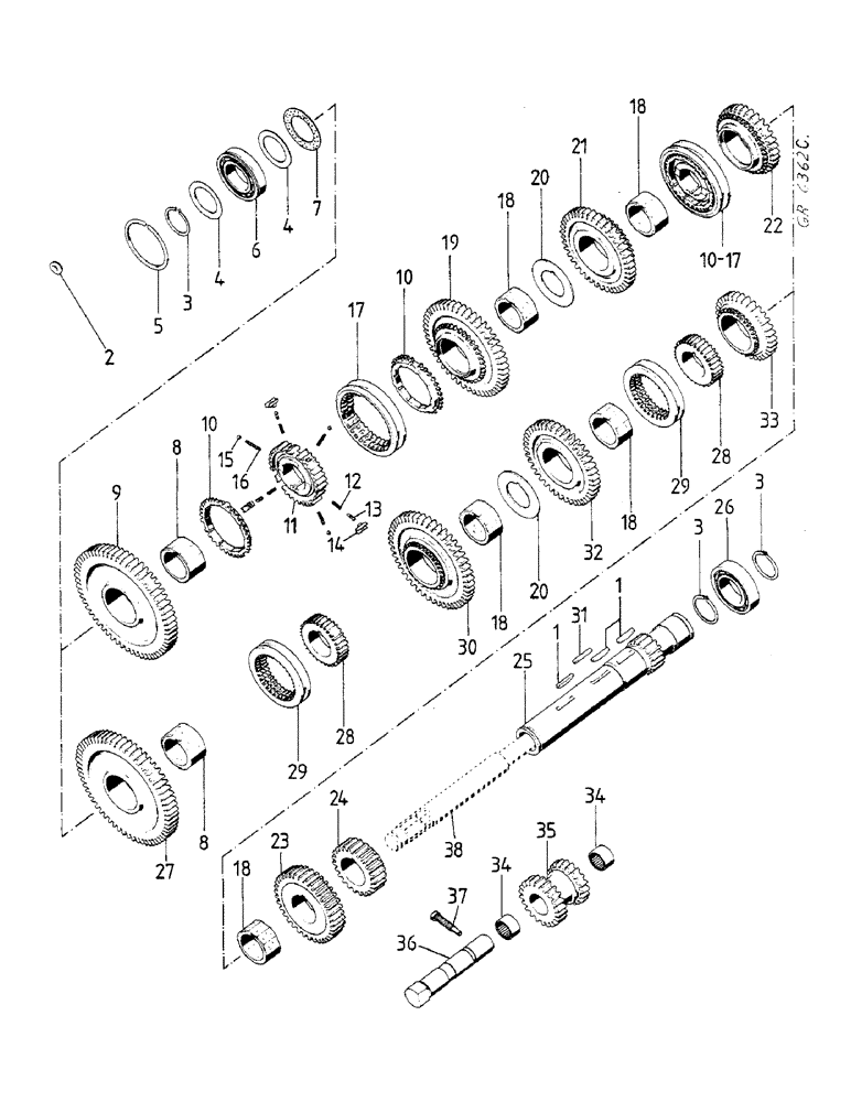 Схема запчастей Case IH 833 - (07-25) - TRANSMISSION - ALL GEARS (04) - Drive Train